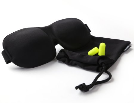 Molliccer Soft and Contoured Deep Eye Cups Sleep Mask - Includes Cloth Carry Pouch and Ear Plugs -For Travel Shift Work and Meditation Relaxation