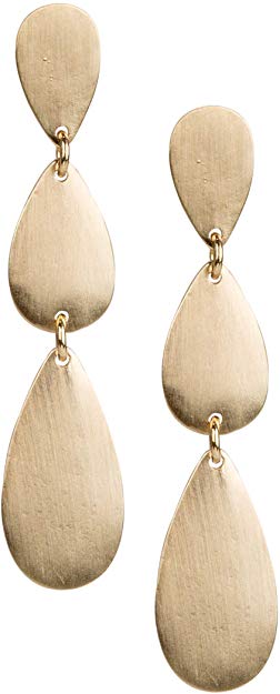 SPUNKYsoul 3 Teardrop Drop Dangle Fashion Earrings in Matte Gold and Silver for Women