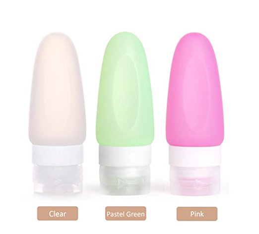 3 Pack-FNSHIP Portable Food Grade Squeeze Silicone Liquid Travel Bottle TSA Approved For Shampoo, Conditioner, Lotion, Toiletries, condiments(T0 3OZ)