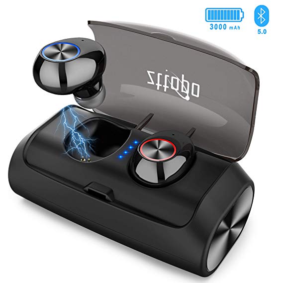 Wireless Earbuds, Zttopo Bluetooth 5.0 Earphone 3D Stereo Sound with 100H Playtime, Wireless Headphone IPX5 Sweatproof with 3000 mAh Charging Box for iPhone and Android.(Black)