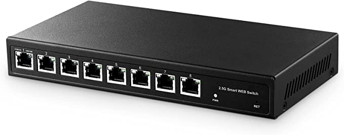 Binardat 8 Port 2.5G Managed Switch, 8 x 2.5 Gigabit RJ-45 Base-T Ports, Web Managed Multi-Gigabit Desktop Ethernet Switch