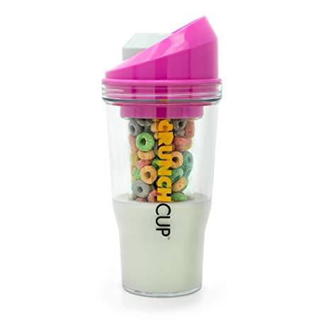 The CrunchCup - A Portable Cereal Cup - No Spoon. No Bowl. It's Cereal On The Go. (Pink)