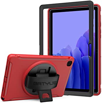 BATYUE Case for Samsung Galaxy Tab A7 10.4 2020, Heavy Duty Rugged Shockproof Protective Case with Hand Strap Rotating Kickstand for Galaxy Tab A7 10.4 Inch SM-T500/T505/T507 (Red)