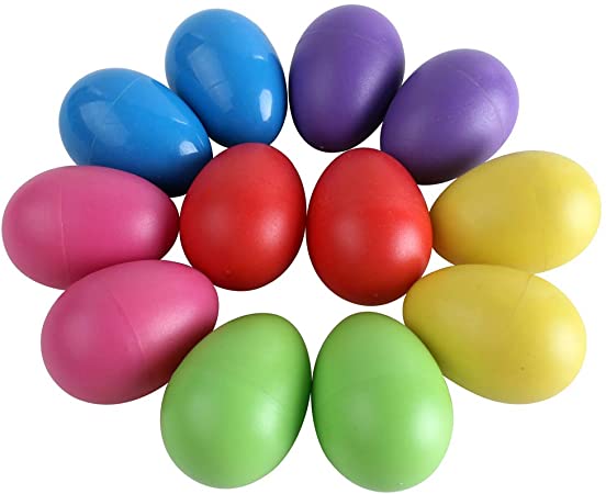 Zicome 12-Piece Plastic Egg Shakers Percussion Musical Egg Maracas Kids Toys (6 colors)