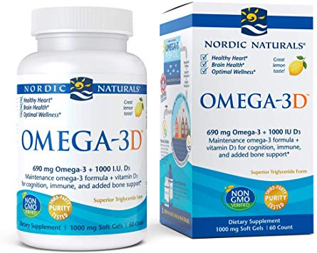 Nordic Naturals - Omega-3D, Cognition, Immune, and Added Bone Support, 60 Soft Gels