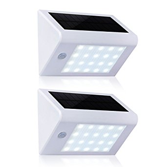 Solar Lights, T-SUN Super Bright 20 LED Solar Wall Lights, Outdoor IP65 Waterproof Solar Motion Sensor Security Lights for Garden, Patio, Home, Garage(White(6000K)-2 Pack)