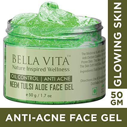 Bella Vita Organic Anti Acne Cream Gel & Pimple Face Gel with Neem, Tulsi & Aloe Vera, 50g