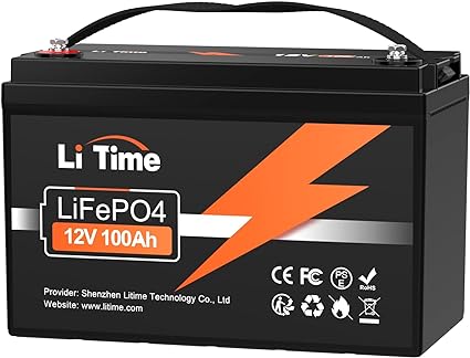 LiTime 12V 100Ah LiFePO4 Batterie, 1280Wh Lithium Akku mit 100A BMS und Max. 15000 Zyklen, Unterstützung in Serie/Parallelschaltung, Perfekter Ersatz für Blei-Säure für Wohnmobile, Solaranlage, Boote