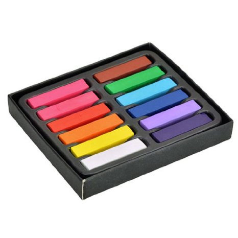 ELENKER™ Small Size Non-toxic Temporary Salon Kit Pastel Square Hair Chalk Set (12 Colors)