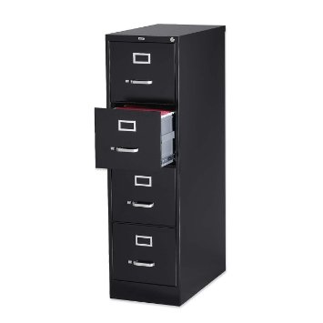 Lorell 4-Drawer Vertical File with Lock, 15 by 25 by 52-Inch, Black