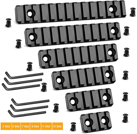 Anovo Picatinny Rail Set for Keymod System, 3-5-7-9-11-13 Slots Aluminum Picatinny Rails Section for Keymod System with 13 T-Nuts & 13 Screws & 6 Allen Wrench