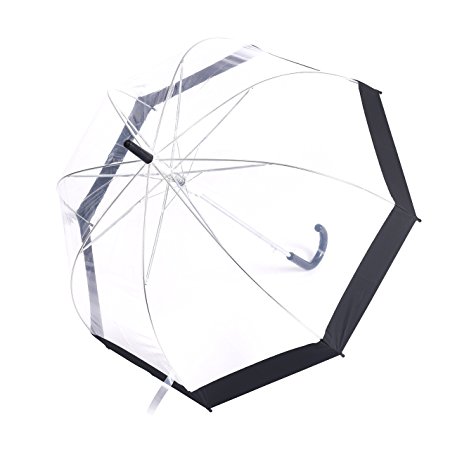 Rainbrace Transparent Bubble Umbrella Auto Open, Fashion Dome Shape with Color Trim