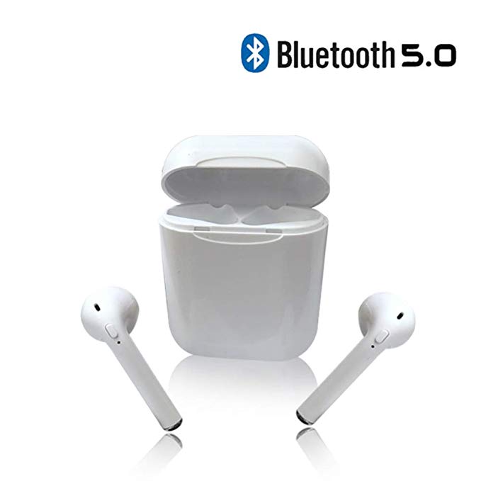 Bluetooth Headsets Wireless Headsets 5.0 Headset Bluetooth in-Ear Earphone Wireless Stereo in-Ear Handsfree for Apple Airpods Android/iPhone (White)