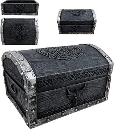 Ebros Gift Medieval Fantasy Celtic Crest Dragon Decorative Box Figurine 4.75" Long As Dungeons And Dragons Mythical Decor Trinket Storage Sculpture Mini Chest Box Statue GOT LOTR Gothic Fans