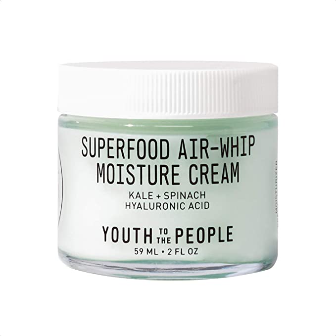 Youth To The People Superfood Air-Whip Moisture Cream - Hyaluronic Acid   Green Tea Moisturizer - Vegan Gel Cream Ideal for Combination or Oily Skin Types - Clean Beauty (2oz)