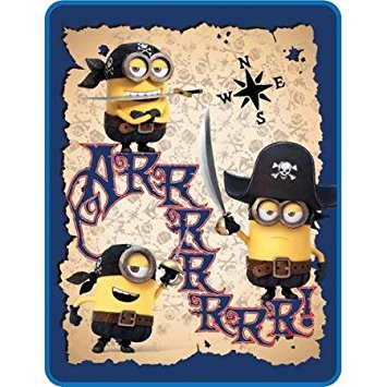 Universal's Despicable Me Pirate Minions Sherpa Throw Blanket - Faux Mink Sherpa Fleece Throw - Soft & Cuddly Blanket (46in x 60in)