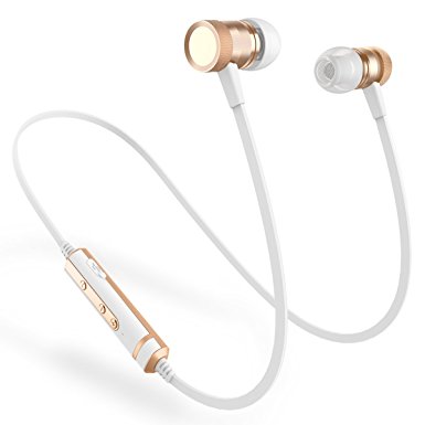 Picun H6 Sports Earphones for Running Bluetooth Headphones Wireless with Microphones Magnetic, Sweatproof Earbuds IPX4, CRS Bluetooth 4.1 for Apple/ Android Workout Headphones Wireless (White Gold)