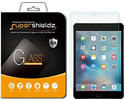 iPad Mini 4 Tempered Glass Screen Protector, Supershieldz Anti-Scratch, Anti-Fingerprint, Bubble Free, Lifetime Replacement Warranty