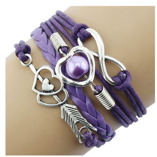 Doinshop New Infinity Chain Cuff Jewelry Antique Leather Charm Bracelet