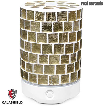 Galashield Aromatherapy Essential Oil Diffuser 120ml Humidifier with 9 Colors LED Lights and Mist Mode Auto Shut-off, Mosaic Ceramic Stone Design