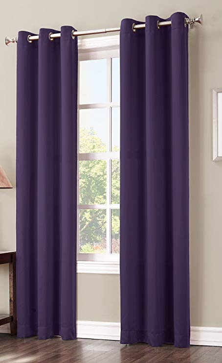 Sun Zero Easton Blackout Energy Efficient Grommet Curtain Panel, 40" x 84", Blackberry