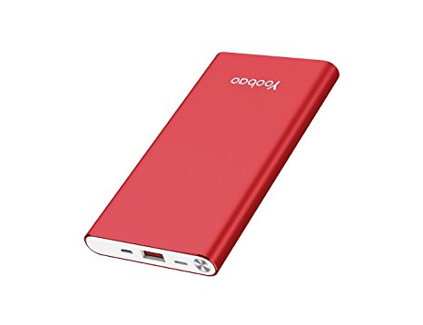 Yoobao A1 10000mAh Ultra Slim Power Bank Portable Charger External Battery Pack Powerbank (Micro & Lightning Dual Input) for iPhone X, iPhone 8 Plus / 8, iPhone 7 6s 6 Plus iPad and More (Red)