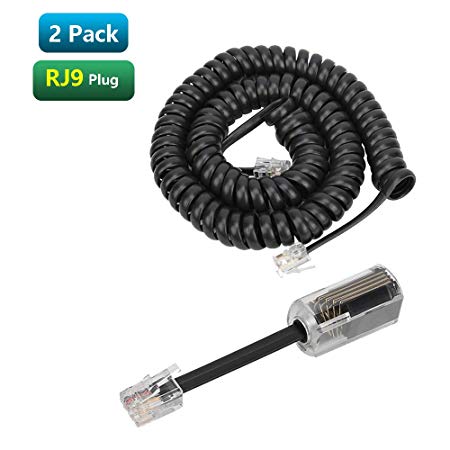 Telephone Cord Detangler,Telephone Handset Cord 7.5Ft Uncoiled(1.2 Ft Coiled), 1 Pack 360 Degree Rotating/Anti-Tangle Landline Cable and 1 Pack Telephone Handset Cord (2pcs)