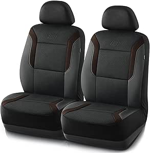 Skechers Memory Foam™ Car Seat Covers, Air Cool Mesh Thick Seat Covers,Two Front Seat Covers, Airbag Compatible, Automotive Comfort & Protection for Most Cars,Van,Trucks, SUVs(Brown,Two Front)