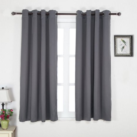 Nicetown Window Treatment Thermal Insulated Solid Grommet Blackout Curtains  Drapes for Bedroom Set of 2 Panels52 by 63 InchGrey
