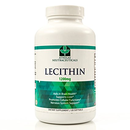 Lecithin 1200mg - Non GMO - Pure and Fresh, No Additives or Fillers - Brain, Liver, and Cellular Function Support - Soy Lecithin Capsules