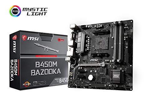 MSI Arsenal Gaming AMD Ryzen 1st and 2nd Gen AM4 M.2 USB 3 DDR4 DVI HDMI Micro-ATX Motherboard (B450M Bazooka) (Renewed)