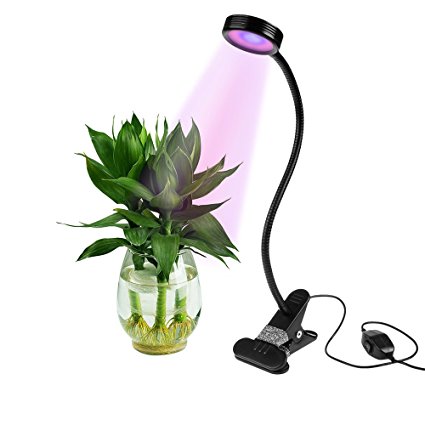 Plants Growing Light, Laniakea® Plants Led Bulbs with Flexible Gooseneck 2 Level Dimmable for Indoor Plants Hydroponic Garden Greenhouse, Desk Clip Grow Lamp(8W)