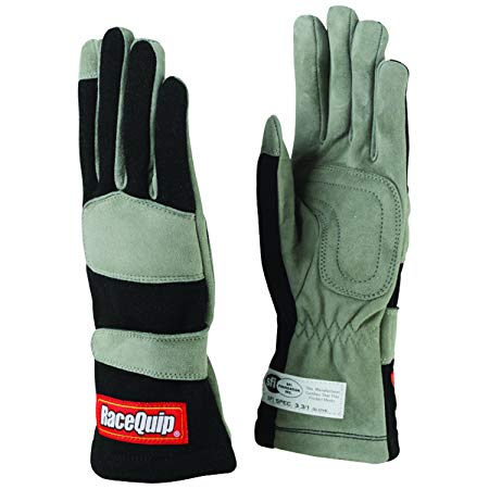 RaceQuip 351005 351 Series Large Black SFI 3.3/1 One Layer Racing Gloves