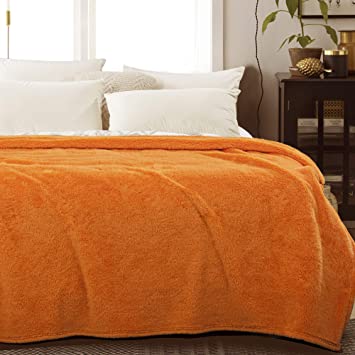 NTBAY Fluffy Sherpa Fleece Twin Blanket, Super Soft Warm Fuzzy Blanket, 68 x 90 Inches, Orange