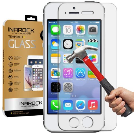 [Lifetime Warranty] iPhone 5S 5 5C SE Glass Screen Protector, InaRock 0.26mm 9H Tempered Glass Screen Protector for iPhone 5S 5 5C SE Most Durable [Easy-Install Wings]