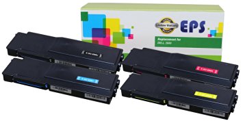 EPS Replacement Toner Set for Dell C2660DN C2665DNF, 1 x 593-BBBU Black, 1 x 593-BBBT Cyan, 1 x 593-BBBS Magenta, and 1 x 593-BBBR Yellow