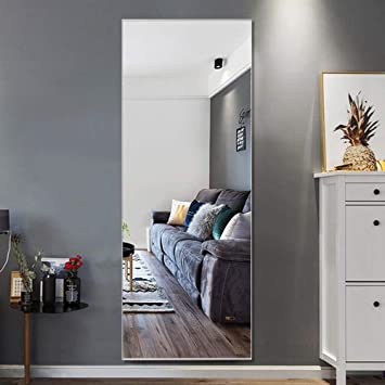 Trvone Full Length Mirror Floor Mirror, Large Rectangle Bedroom Mirror Dressing Mirror Wall-Mounted Mirror, Standing Hanging or Leaning Against Wall, 65"x22" (Silver)