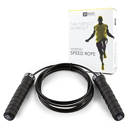 Sweet Sweat Speed Jump Rope - The ONLY adjustable cable rope with duel ball bearing handles | Great for CrossFit Double Unders and Speed Training - Includes bonus Sweet Sweat Gel Sample!