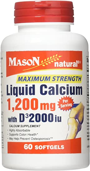 Mason Mason Liquid Calcium 1200mg with D3 2000iu Maximum Strength Softgels