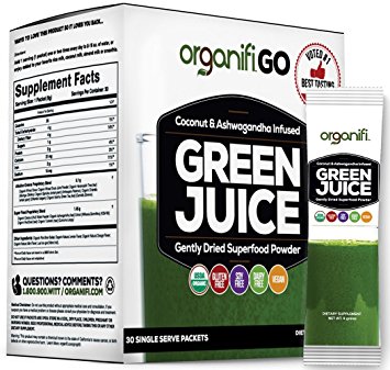 Organifi GO Packs - Green Juice Super Food Supplement 30 Individual Wrapped Portable Travel-Friendly Packs. USDA Organic Vegan Greens Powder by Organifi