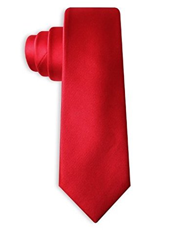 Mens Solid Skinny 2 Inch Crimson Red Necktie Tie"