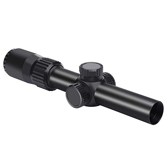 Feyachi Tactical Optics Falcon 1-4x24 Rifle Scope Red Illuminated Starburst Reticle Riflescopes for Hunting Shooting, 30mm (1.2") Tube Matte Black