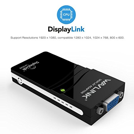 Wavlink USB 2.0 to VGA Video Graphics Display Adapter up to 1920 x 1080 Connects Extra Monitor ( HDTV, LCD, Projector ) Supports Windows 10, 8.1, 8, 7, and XP