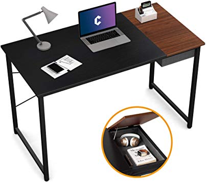 Cubiker Computer Desk 47" Home Office Writing Study Laptop Table, Modern Simple Style Desk with Drawer, Black Espresso