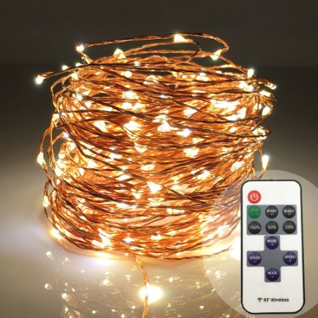 HarrisonTek(Warm White 66FT 200LED   RF Remote Control Dimmer   UL Certified Adapter) Dimmable Starry String Lights,Bright Mini LED on Copper Wire,Decorative Fairy Strip Light