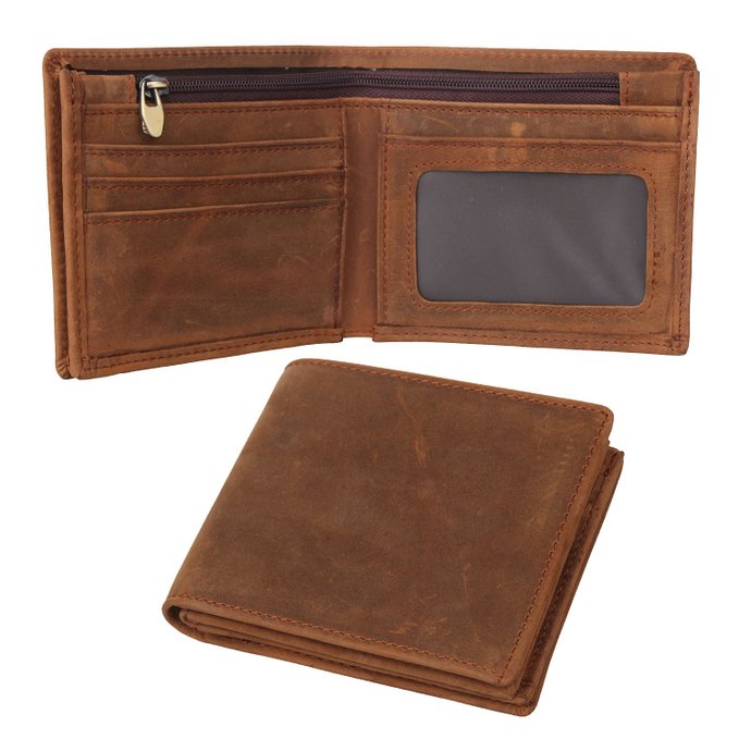 Texbo Mens Genuine Cow Leather Bifold Wallet