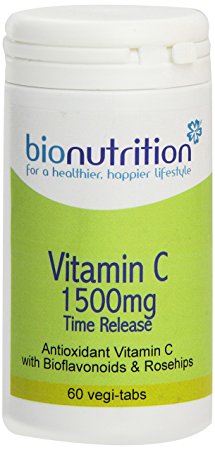 Bio Nutrition Vitamin C 1500mg Time Release  -  Antioxidant Vitamin C with Bioflavonoids  -  60 vegi-tabs