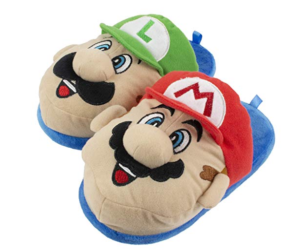 Super Mario Brothers Mario and Luigi Slippers for Kids, Nintendo, Scuff Clog Slip on, Little Kid/Big Kid Sizes 11 to 5