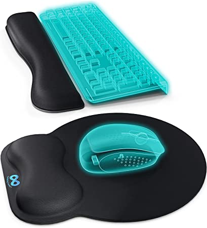 Everlasting Comfort Mouse Pad with Wrist Support - Includes Keyboard Wrist Rest - Ergonomic Memory Foam Desk Cushion for Carpal Tunnel - Computer, Laptop, Typing and Gaming Accessories