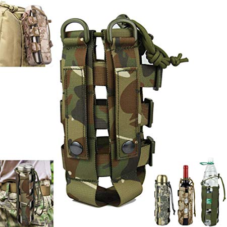 Kasla Tactical Military MOLLE Water Bottle Pouch, Adjustable Outdoor Sport Kettle Carrier Bag - Multi Colors